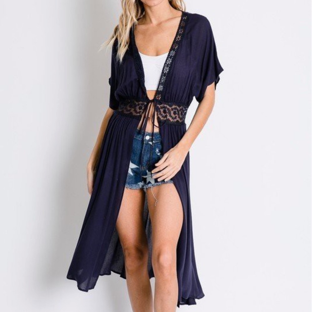 Navy + Lace Kimono